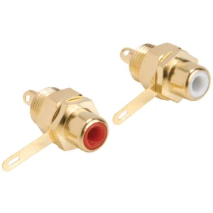 Gold RCA Jack Solder Type w/Nut Pair Hex Type